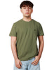 T-shirt uomo dondup verde militare girocollo in jersey fiammato con d logo applicata sul petto