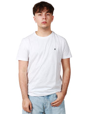 T-SHIRT UOMO DONDUP BIANCA GIROCOLLO IN JERSEY CON D LOGO APPLICATA SUL PETTO