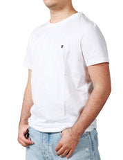 T-SHIRT UOMO DONDUP BIANCA GIROCOLLO IN JERSEY CON D LOGO APPLICATA SUL PETTO