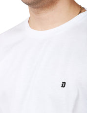 T-SHIRT UOMO DONDUP BIANCA GIROCOLLO IN JERSEY CON D LOGO APPLICATA SUL PETTO