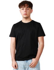 T-SHIRT UOMO DONDUP NERA GIROCOLLO CON D LOGO IN TONO APPLICATA SUL PETTO