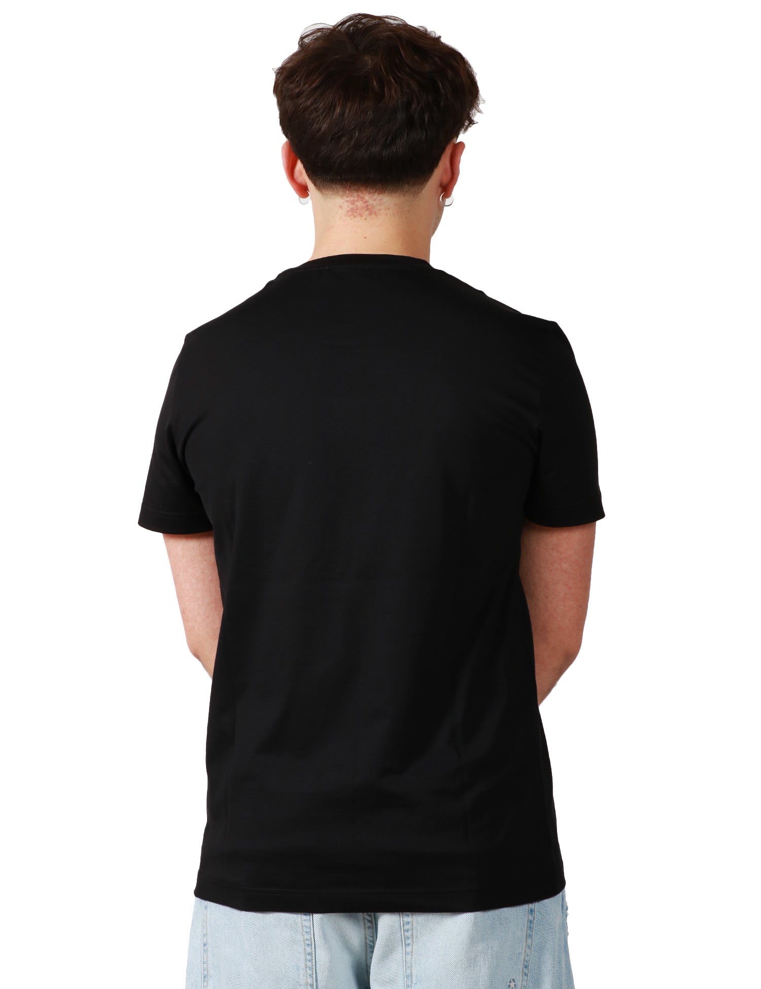 T-SHIRT UOMO DONDUP NERA GIROCOLLO CON D LOGO IN TONO APPLICATA SUL PETTO