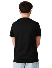 T-SHIRT UOMO DONDUP NERA GIROCOLLO CON D LOGO IN TONO APPLICATA SUL PETTO