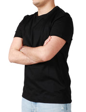 T-SHIRT UOMO DONDUP NERA GIROCOLLO CON D LOGO IN TONO APPLICATA SUL PETTO