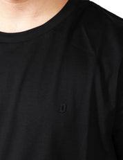 T-SHIRT UOMO DONDUP NERA GIROCOLLO CON D LOGO IN TONO APPLICATA SUL PETTO