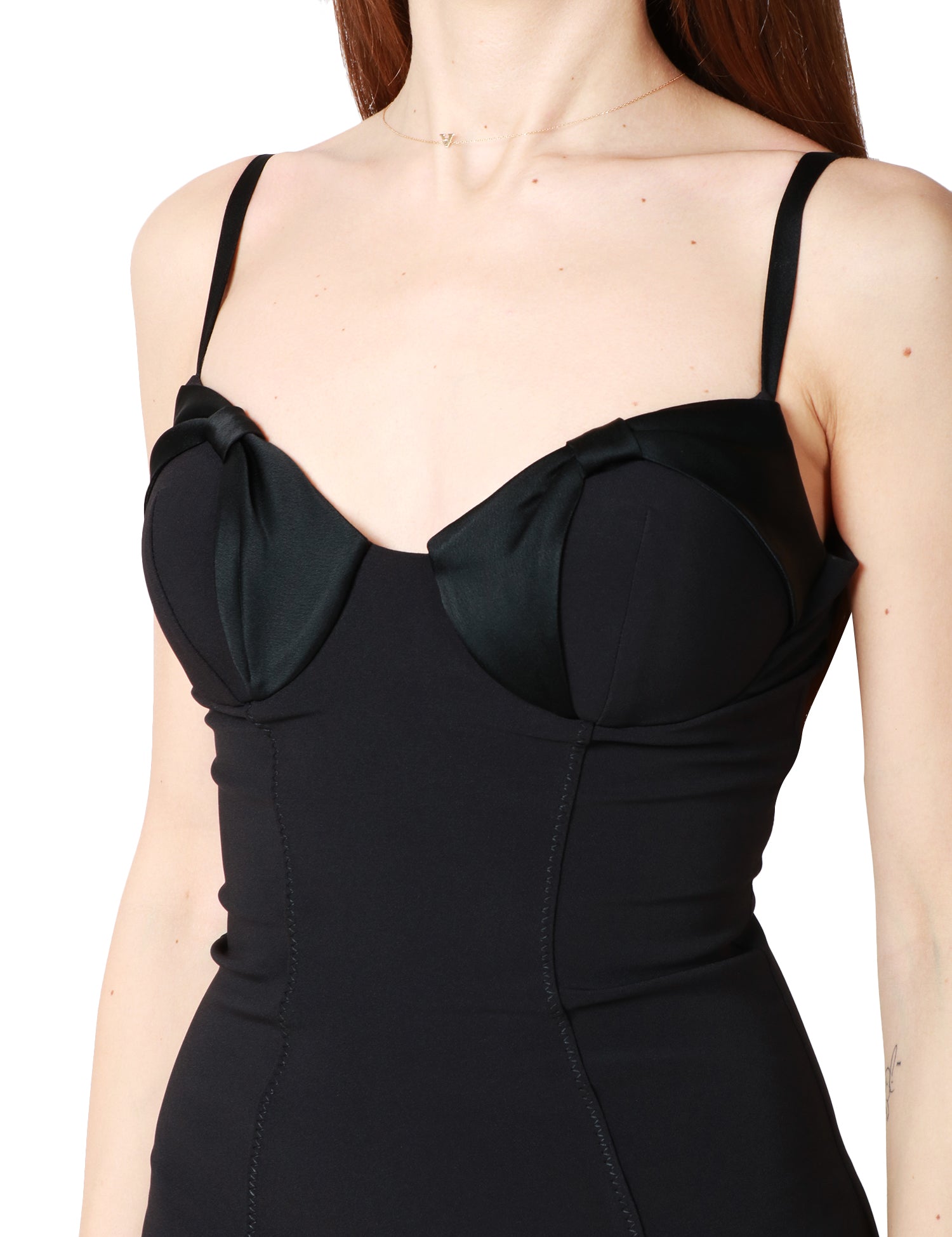 ABITO DONNA ELISABETTA FRANCHI NERO A TUBINO CON FIOCCHI IN RASO SULLE COPPE E SPACCO SUL RETRO