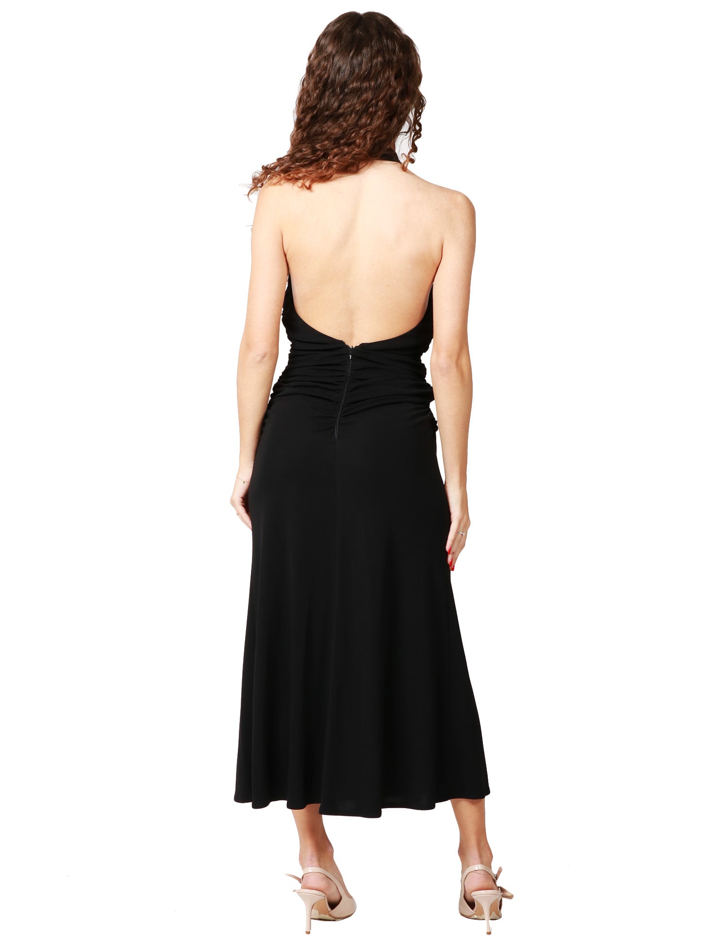 Abito DONNA ELISABETTA FRANCHI NERO in jersey leggero con scollo incrociato