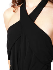 Abito DONNA ELISABETTA FRANCHI NERO in jersey leggero con scollo incrociato