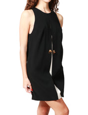 ABITO DONNA ELISABETTA FRANCHI NERO/BURRO A SACCHETTO SENZA MANIKCA CON MAXI GEMELLO LOGO DAVANTI