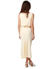 ABITO MIDI DONNA ELISABETTA FRANCHI LEMON SMNICATO CON LACCI INCROCIATI SUL BUSTO E GONNA SVASATA AL FONDO