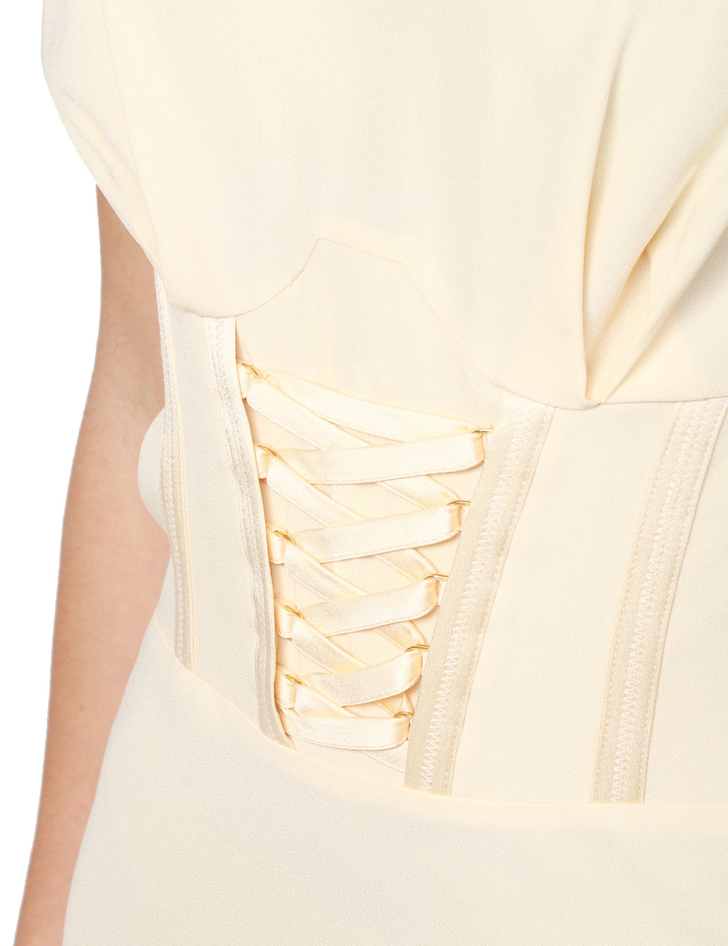 ABITO MIDI DONNA ELISABETTA FRANCHI LEMON SMNICATO CON LACCI INCROCIATI SUL BUSTO E GONNA SVASATA AL FONDO