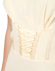 ABITO MIDI DONNA ELISABETTA FRANCHI LEMON SMNICATO CON LACCI INCROCIATI SUL BUSTO E GONNA SVASATA AL FONDO