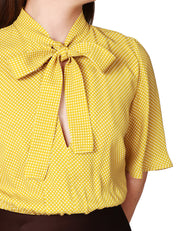 ABITO DONNA ELISABETTA FRANCHI CURRY/CACAO IN GEORGETTE CON MANICA CORTA E GONNA MIDI