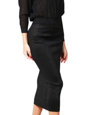 ABITO DONNA ELISABETTA FRANCHI NERO CON MANICA 3/4 IN VISCOSA TRAMA A LUREX
