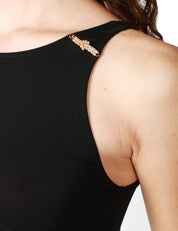 BODY ELISABETTA FRANCHI NERO IN JERSEY CON DETTAGLI GIOIELLO SULLA SPALLINA