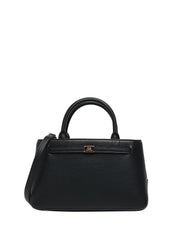 BORSA TOTE ELISABETTA FRANCHI NERA IN PELLE SINTETICA BOTTALATA CON PLACCA LOGO SUL CINTURINO