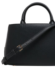 BORSA TOTE ELISABETTA FRANCHI NERA IN PELLE SINTETICA BOTTALATA CON PLACCA LOGO SUL CINTURINO