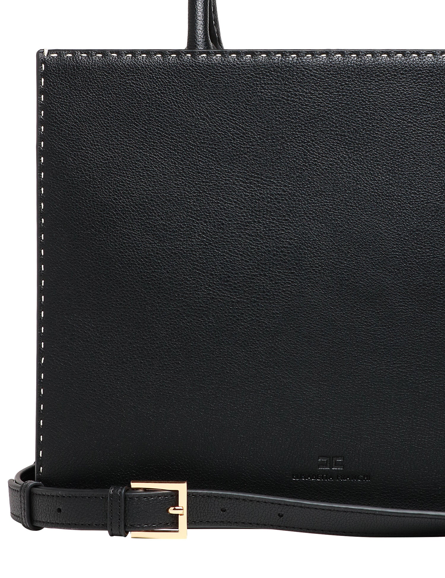 BORSA DONNA ELISABETTA FRANCHI NERA TOTE MEDIA CON LOGO IN TONO E IMPUNTURE A CONTRASTO