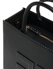 BORSA DONNA ELISABETTA FRANCHI NERA TOTE MEDIA CON LOGO IN TONO E IMPUNTURE A CONTRASTO