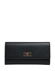 BORSA DONNA CLUCH ELISABETTA FRANCHI NERA CON PLACCA LOGO E TRACOLLA IN METALLO DORATO