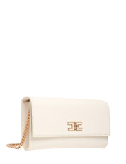 BORSA DONNA CLUTCH ELISABETTA FRANCHI BURRO CON PLACCA LOGO E TRACOLLA IN METALLO DORATO