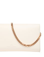 BORSA DONNA CLUTCH ELISABETTA FRANCHI BURRO CON PLACCA LOGO E TRACOLLA IN METALLO DORATO