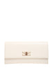 Borsa donna clutch elisabetta franchi burro con placca logo e tracolla in metallo dorato