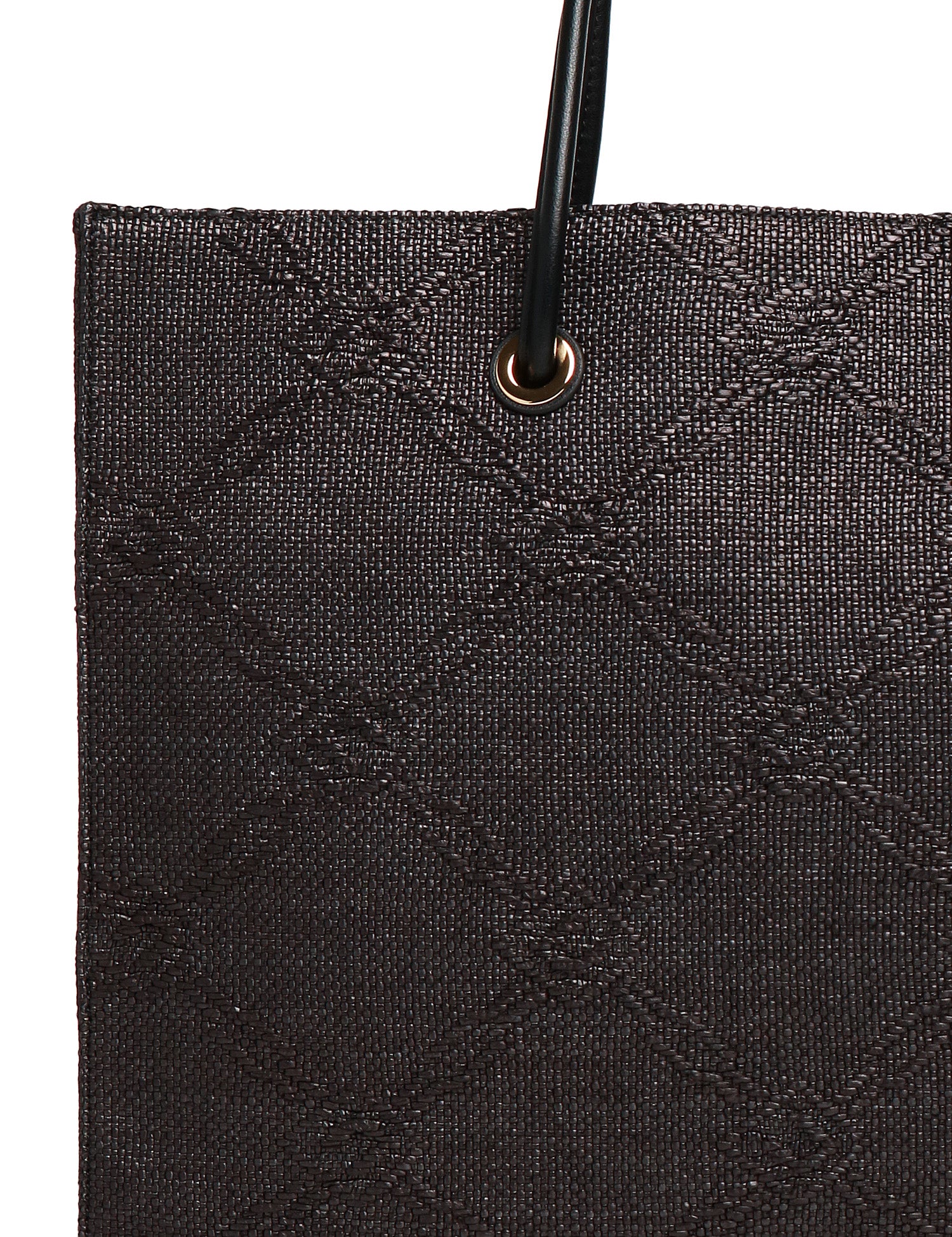 BORSA TOTE DONNA ELISABETTA FRANCHI NERA IN RAFIA JACQUARD CON DETTAGLI IN METALLO DORATO E PATCH LOGO