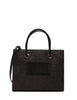 Borsatote donna elisabetta franchi nera in rafia jacquard e patch con logo ricamato davanti