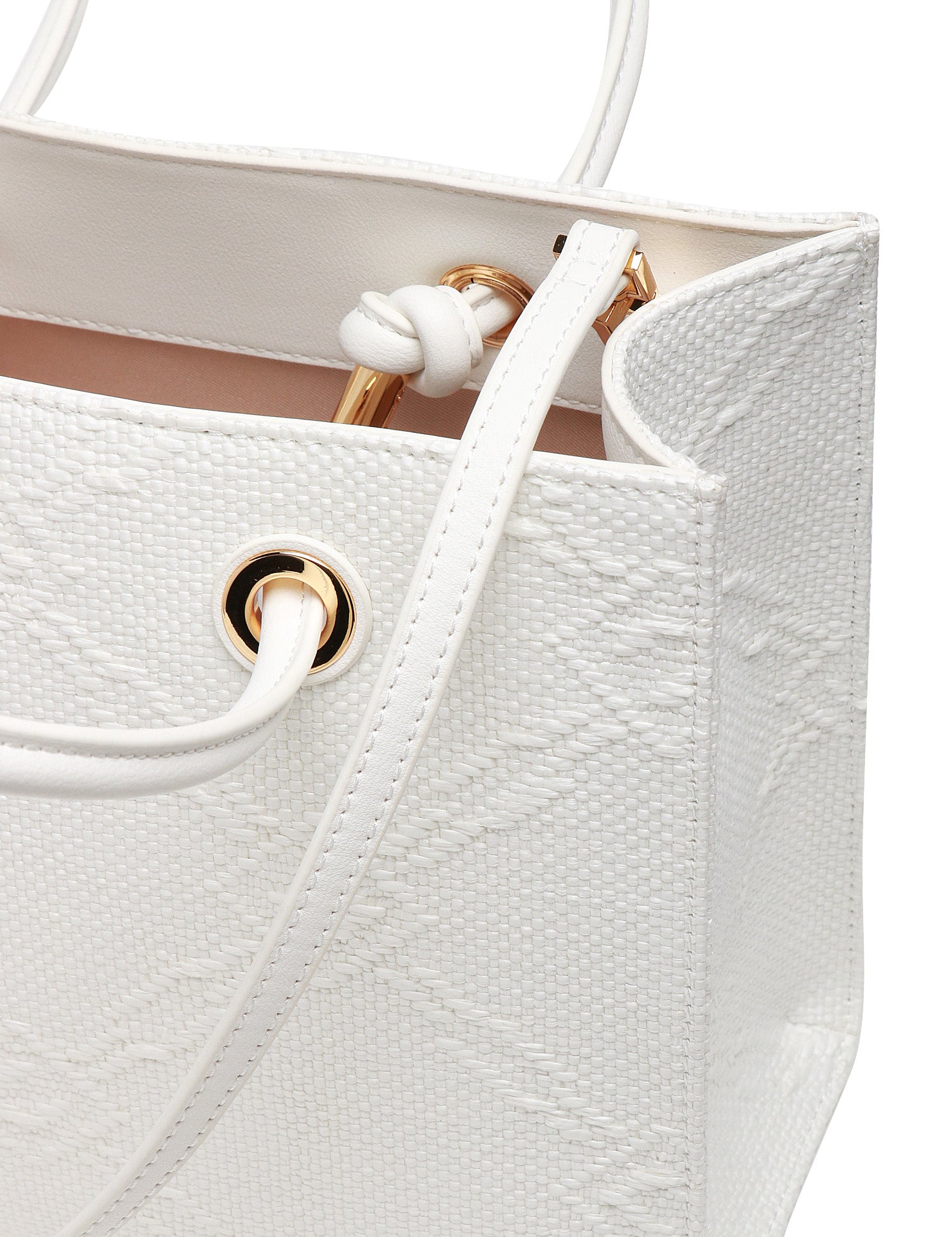 BORSA TOTE DONNA ELISABETTA FRANCHI AVORIO IN RAFIA JACQUARD CON PATCH LOGATA DAVANTI