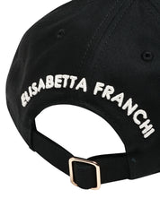CAPPELLO DONNA ELISABETTA FRANCHI NERO CON VISIERA E LOGO A CONTRASTO