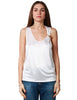 Canotta donna elisabetta franchi avorio in jersey lucido con gioiello logo sulla bretella