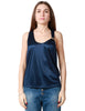 Canotta donna elisabetta franchi blu oltremare in jersey lucido con gioiello logo sulla bretella