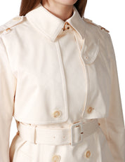 CAPPOTTO TRENCH DONNA ELISABETTA FRANCHI BURRO DOPPIOPETTO IN TESSUTO VELA JACQUARD LOGATO CON CINTURA