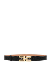 CINTURA DONNA ELISABETTA FRANCHI NERA DOUBLE FACE IN PELLE BOTTALATA CON LOGO IN METALLO DORATO