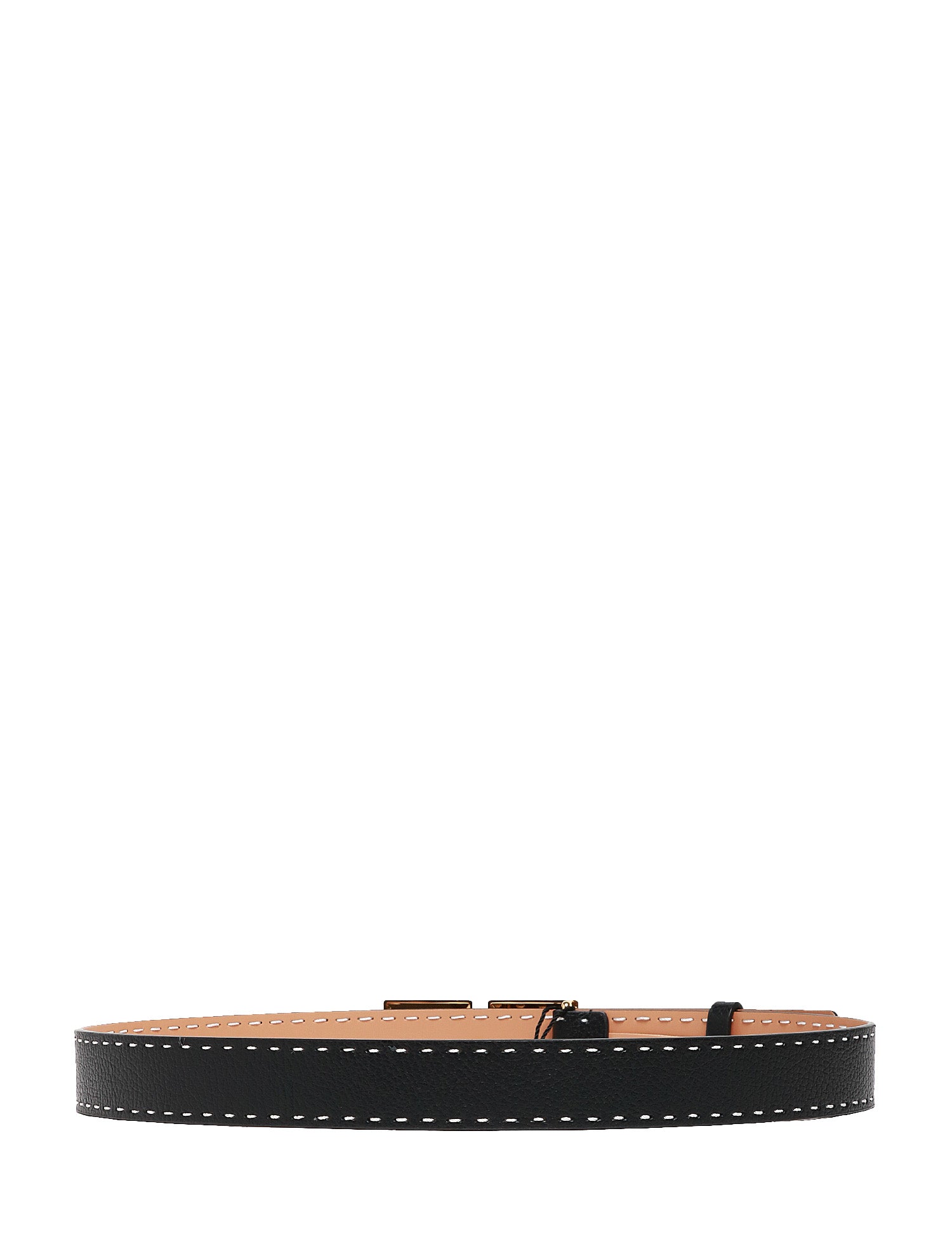 CINTURA DONNA ELISABETTA FRANCHI NERA DOUBLE FACE IN PELLE BOTTALATA CON LOGO IN METALLO DORATO