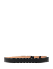 CINTURA DONNA ELISABETTA FRANCHI NERA DOUBLE FACE IN PELLE BOTTALATA CON LOGO IN METALLO DORATO