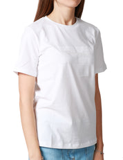 T-SHIRT DONNA ELISABETTA FRANCHI BIANCA con logo ricamato e strass