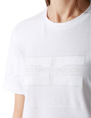 T-SHIRT DONNA ELISABETTA FRANCHI BIANCA con logo ricamato e strass