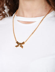 T-SHIRT DONNA ELISABETTA FRANCHI GESSO IN JERSEY DI COTONE CON COLLANA E FIOCCO LOGATO IN METALLO DORATO
