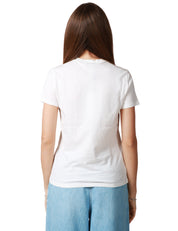 T-SHIRT DONNA ELISABETTA FRANCHI BIANCA CON STAMPA LOGO ROSA E COLLANA