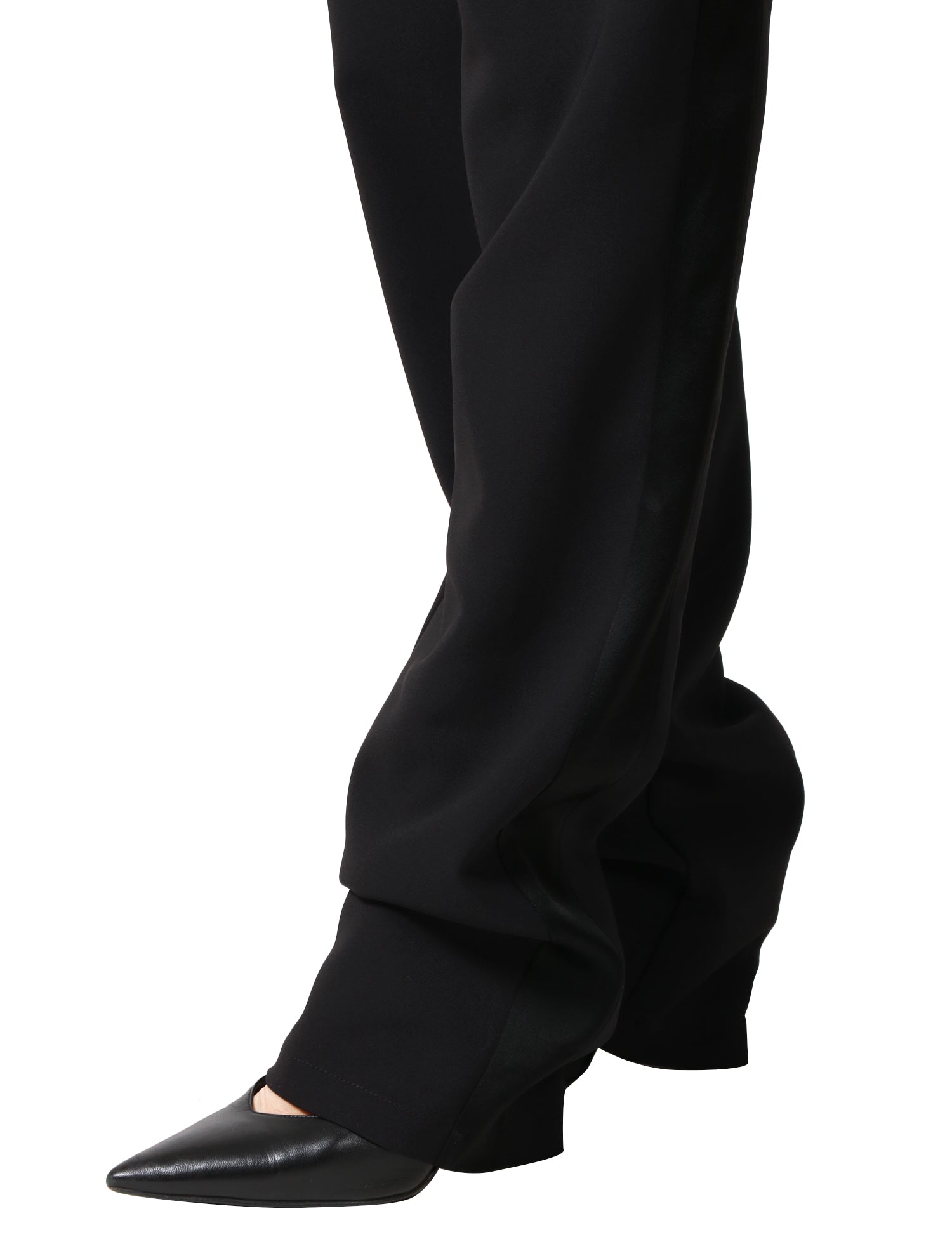 PANTALONE DONNA ELISABETTA FRANCHI NERO IN CRèPE LEGGERO CON COULISSE E BANDE LATERALI IN RASO