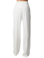 PANTALONE DONNA ELISABETTA FRANCHI AVORIO IN CRèPE STRETCH LEGGERO CON PINCES DUL DAVANTI E DETTAGLI IN RASO