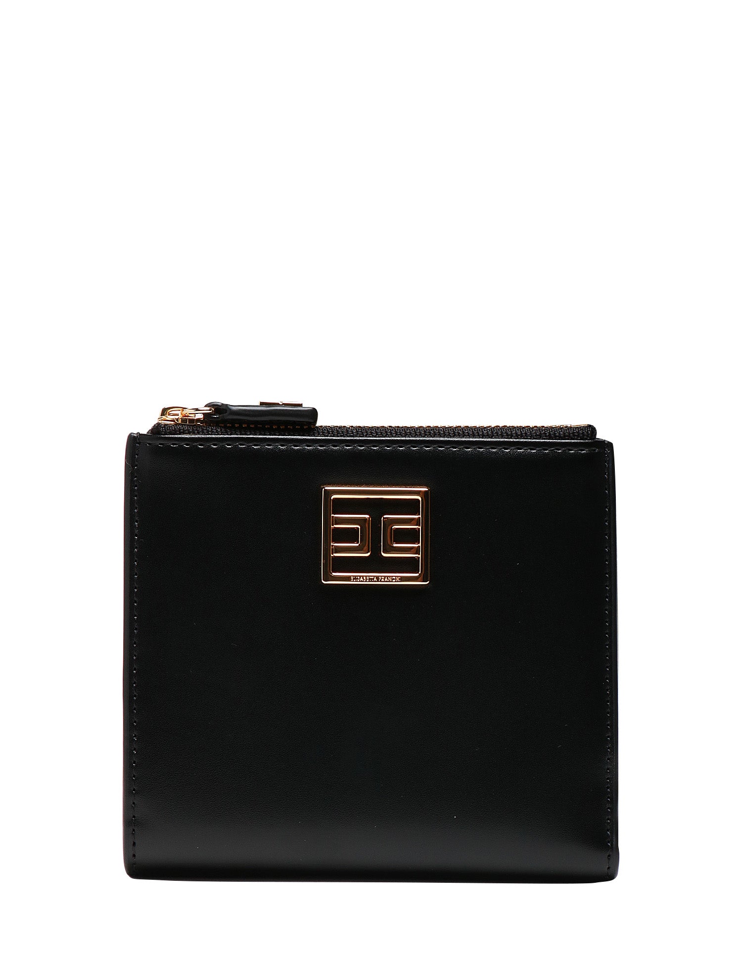 PORTAFOGLI DONNA ELISABETTA FRANCHI NERO IN PELLE SINTETICA CON PLACCA LOGO DORATA