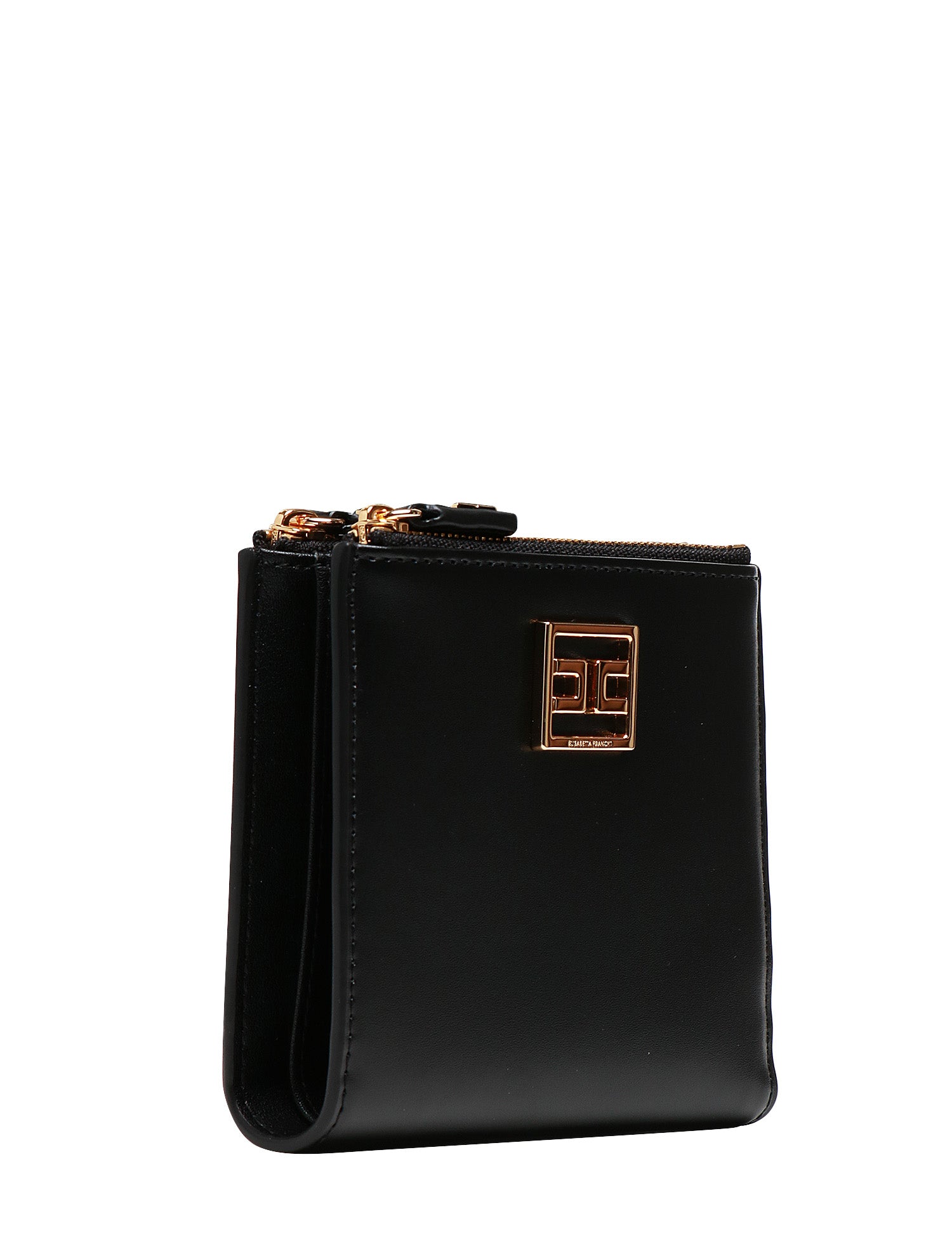 PORTAFOGLI DONNA ELISABETTA FRANCHI NERO IN PELLE SINTETICA CON PLACCA LOGO DORATA