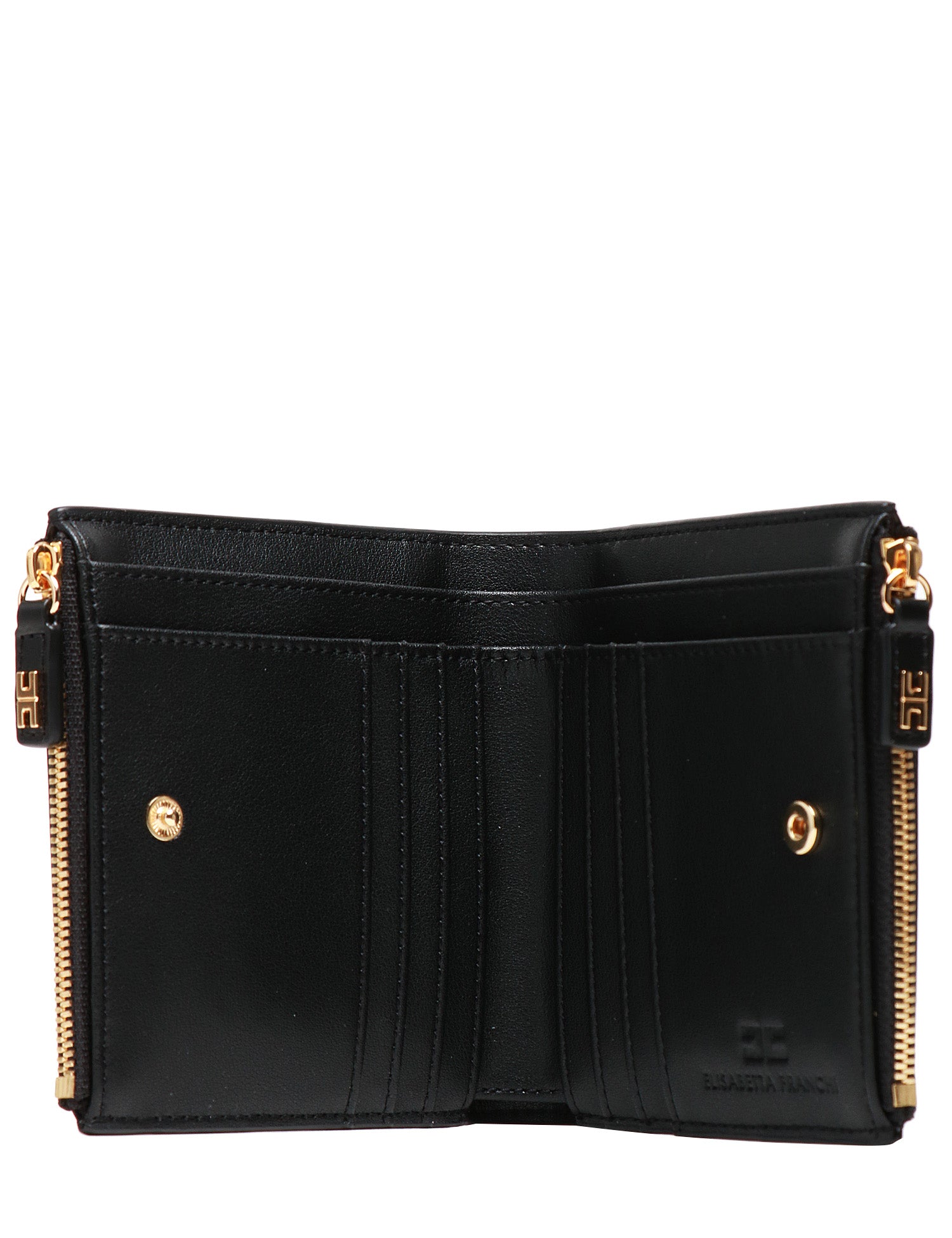 PORTAFOGLI DONNA ELISABETTA FRANCHI NERO IN PELLE SINTETICA CON PLACCA LOGO DORATA