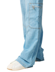 JEANS DONNA ELISABETTA FRANCHI DENIM CHIARO CARGO CON GIOIELLO LOGO