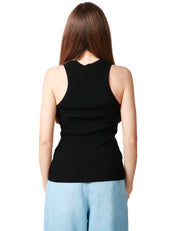 TOP DONNA ELISABETTA FRANCHI NERO CON SCOLLO A V E CHARM LOGO LAVORATO A COSTINE