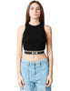 Top cropped donna elisabetta franchi nero con fascione logato sulla vita e schiena a vogatore in viscosa
