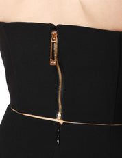TOP ELISABETTA FRANCHI NERO IN CRèPE CON GIOIELLO IN METALLO DORATO